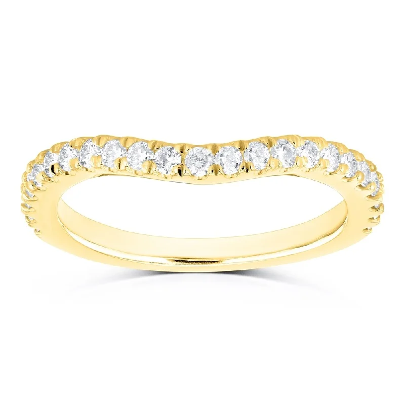 Women’s modern engagement rings-Annello by Kobelli 14k Gold 1/3ct TDW Diamond Curved Wedding Band