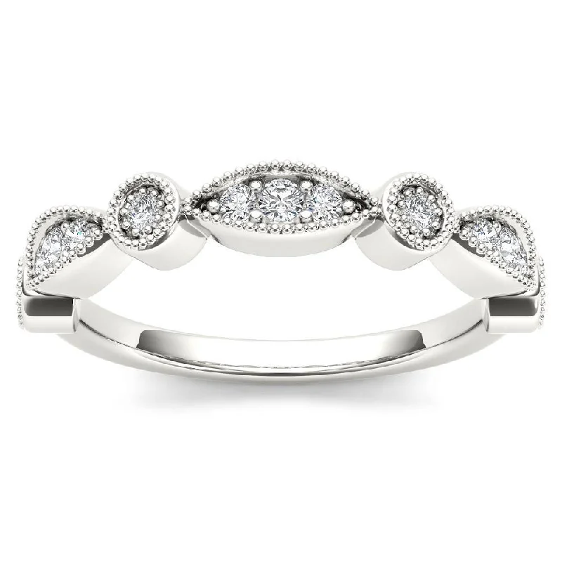 Women’s round cut engagement rings-De Couer 10k White Gold 1/10ct TDW Wedding Band - White H-I