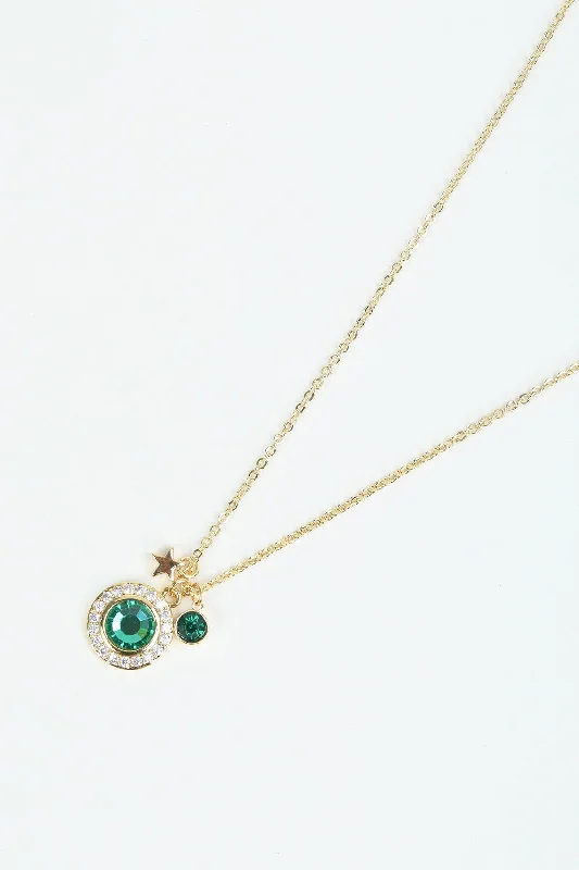 Women’s matching necklace sets-May Birthstone Charm Necklace