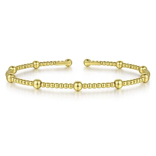 Women’s stackable bracelets-GABRIEL - BEADED GOLD BANGLE BRACELET