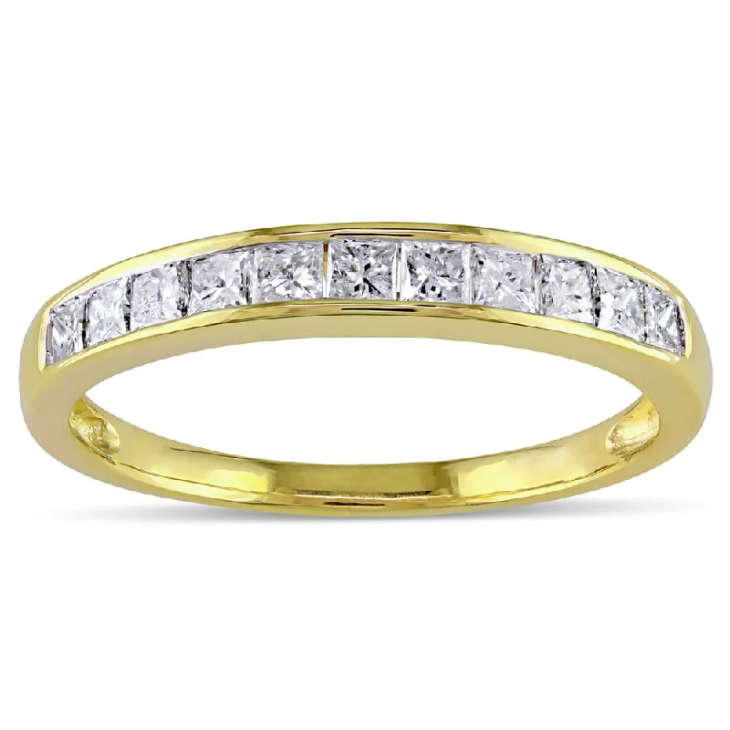 Women’s white gold engagement rings-Miadora 14k Yellow Gold 1/2ct TDW Channel Diamond Wedding Band