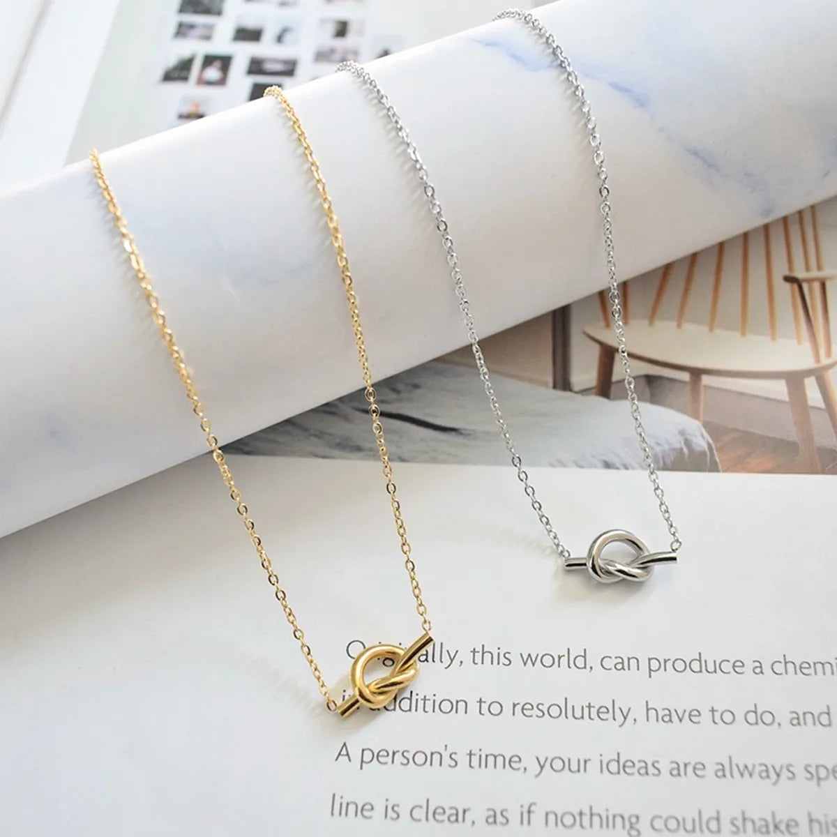 Women’s custom necklaces-Lady Solid Color Stainless Steel Plating 18k Gold Plated Necklace