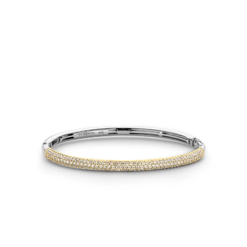 Women’s infinity bangle bracelets-TI SENTO - GOLD PLATED CUBIC ZIRCONIA BANGLE BRACELET