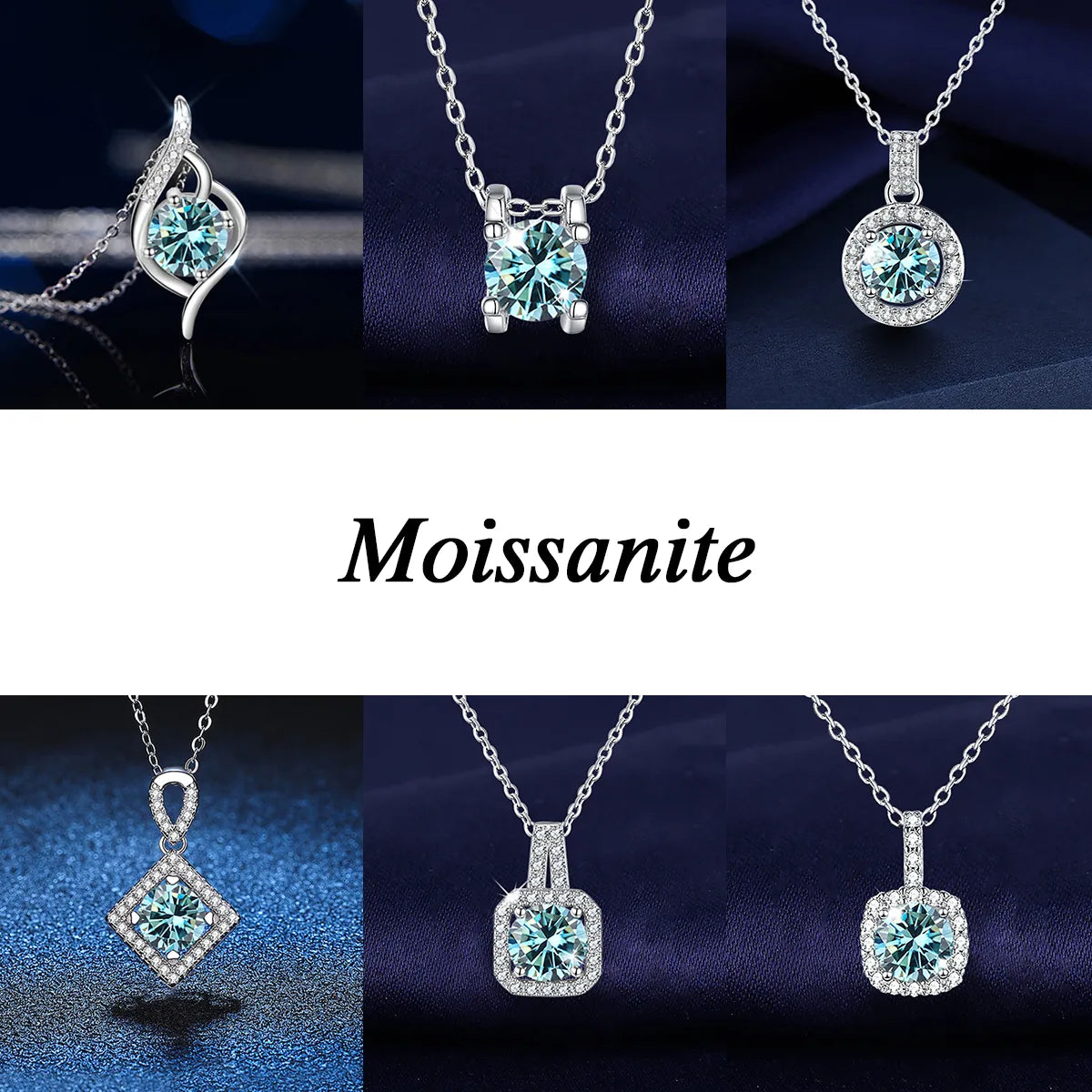 Women’s long necklaces-925 Silver S925 Sterling Silver Plating Inlay Geometric Moissanite Necklace