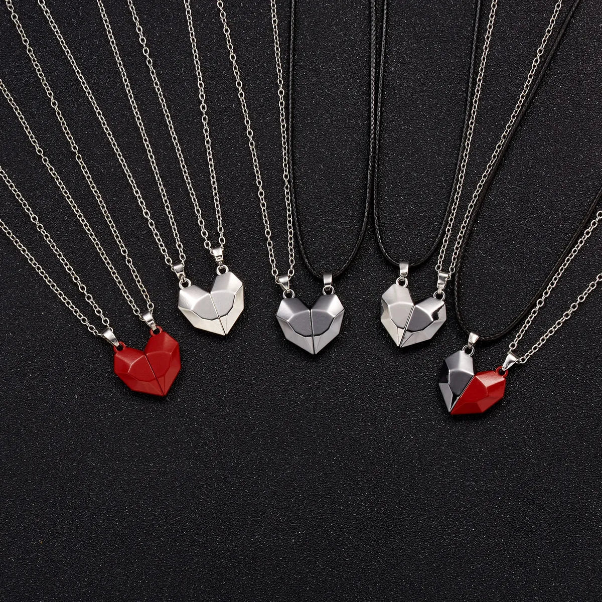 Women’s gemstone chokers-Fashion Magnetic Attracting Necklace Ing Stone Couple Stitching Necklaces