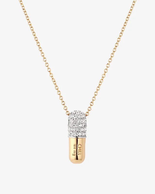 Women’s anchor necklaces-Jumbo Chill Pill Pavé Necklace