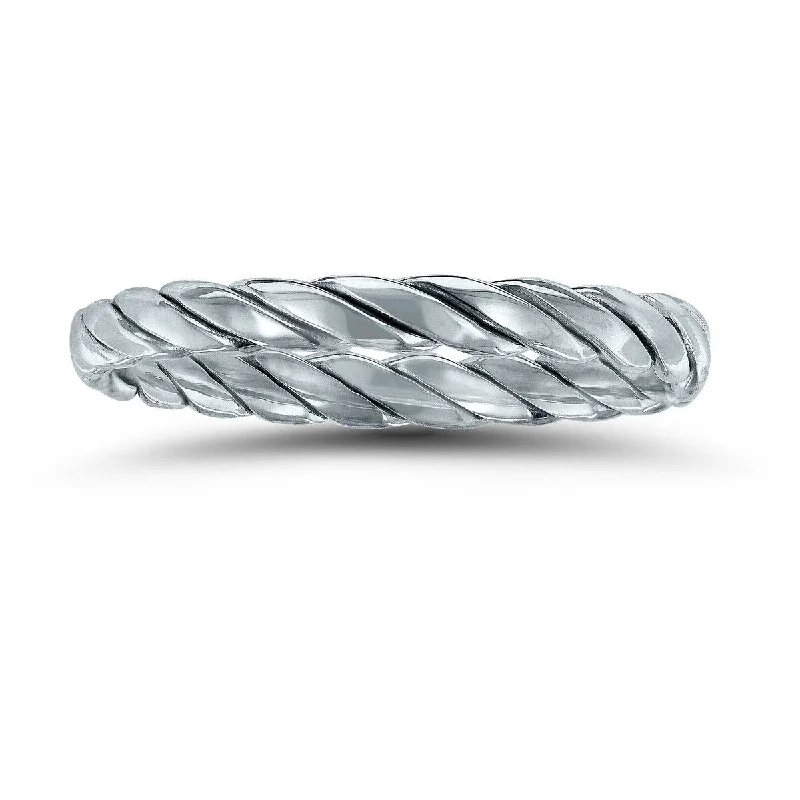 Women’s ethically sourced engagement rings-1.7MM Braided Rope Twist Wedding Band in 14K White Gold