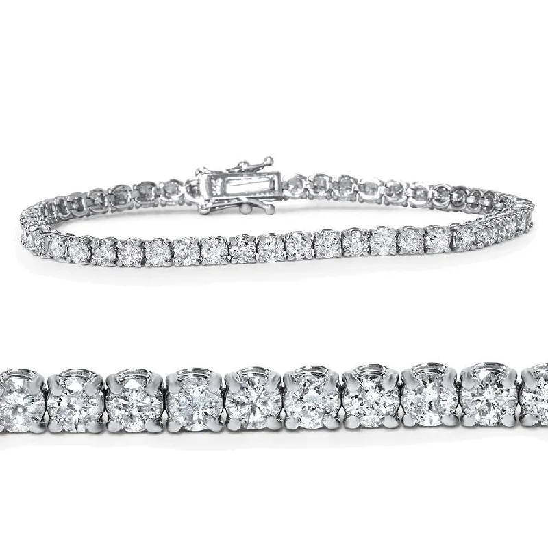 Women’s braided bracelets-White Gold 4 Ct Diamond Tennis Bracelet 7"