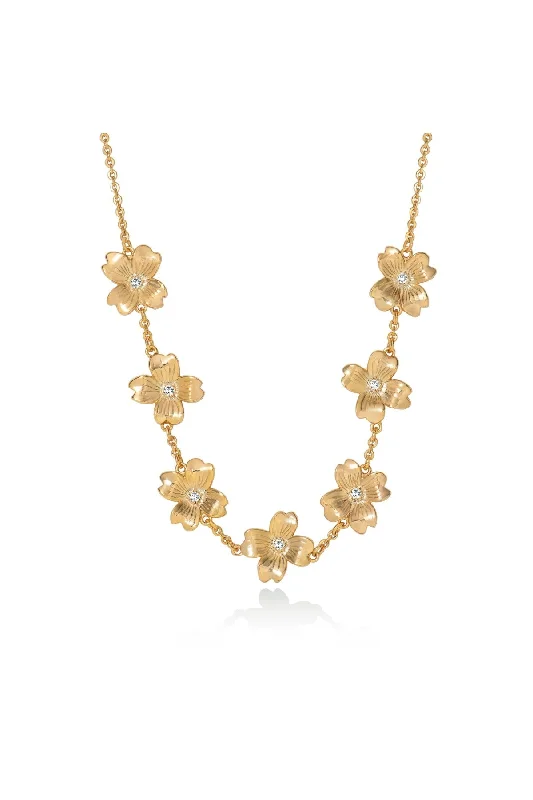 Women’s diamond solitaire necklaces-Le Fleur Collection Gold Flower Necklace