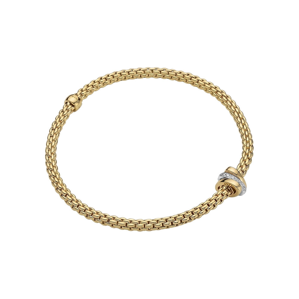 Women’s butterfly bracelets-Fope 18K Yellow Gold Prima Collection Diamond Bracelet, Small Size