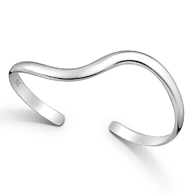 Women’s tennis bangle bracelets-Sterling Silver Squiggle Cuff Bracelet