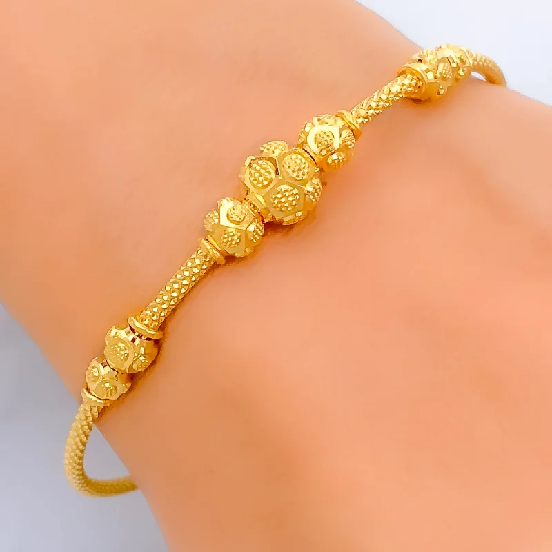 Women’s sparkly bracelets-Ethereal Engraved 22k Gold Bangle Bracelet