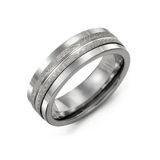 Women’s knot engagement rings-Tungsten and White Gold Laser Finish Wedding Ring