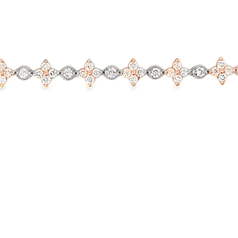 Women’s sparkle bracelets-DIAMOND FLOWER TENNIS BRACELET