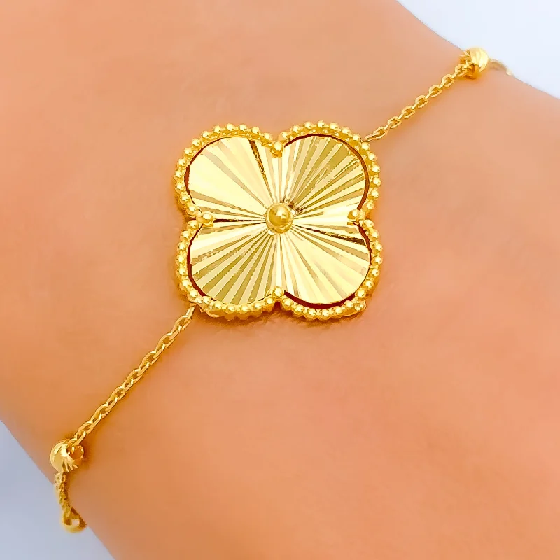 Women’s multi-strand bracelets-Large 22k Gold Clover Bracelet