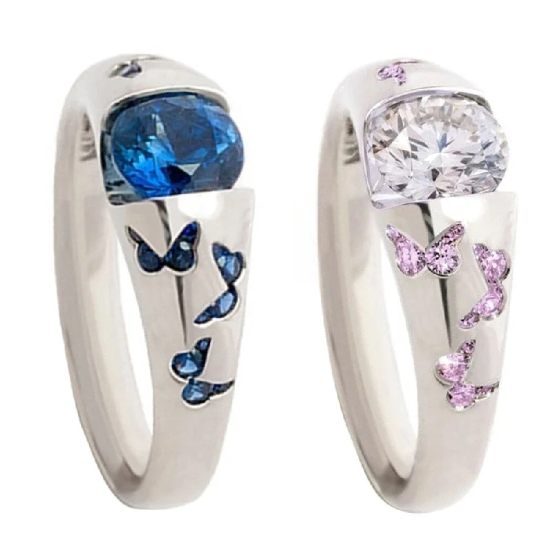 Women’s Art Deco engagement rings-Fashion Women Rhinestone Inlaid Butterfly Finger Ring Wedding Party Jewelry