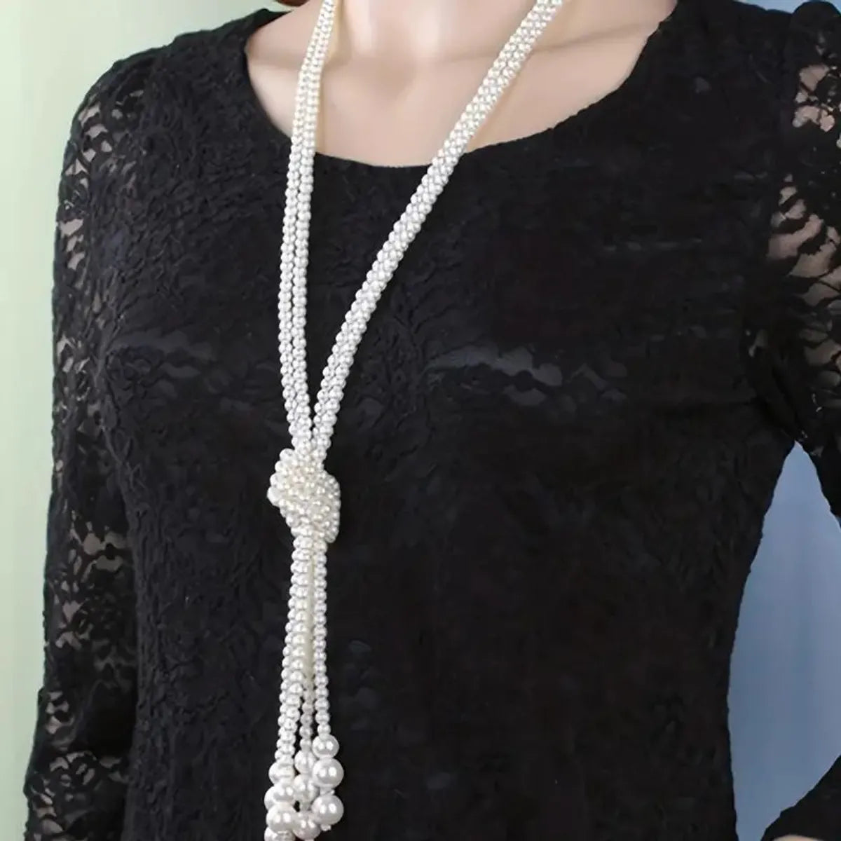 Women’s fashion necklaces-Elegant Pearl Synthetic Resin Wholesale Sweater Chain