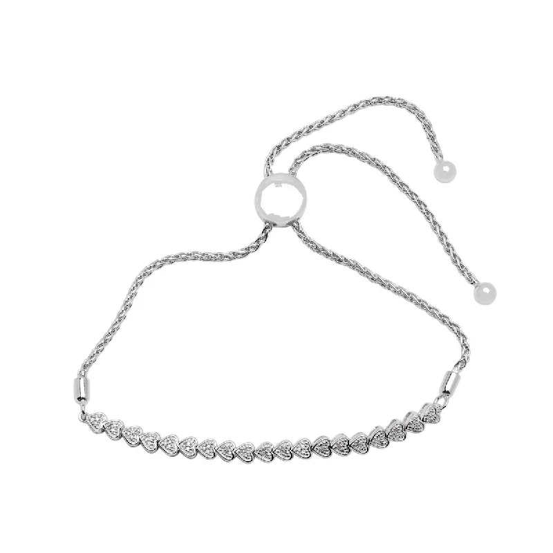 Women’s tennis bracelets-Diamond Heart Bolo Bracelet in Sterling Silver (1/10ct tw)