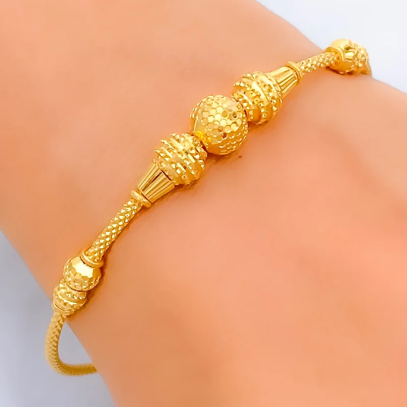 Women’s delicate bracelets-Delightful Beadwork 22k Gold Bangle Bracelet