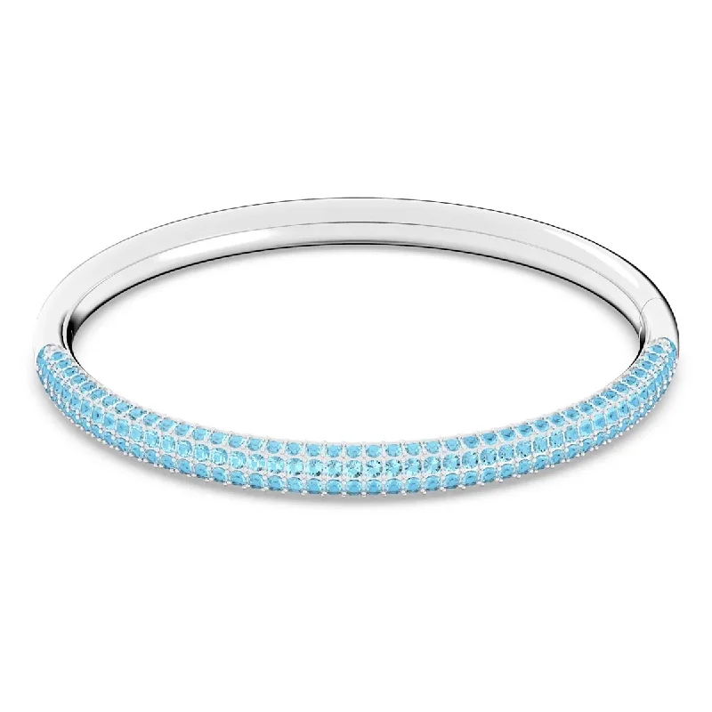 Women’s gemstone charm bracelets-Swarovski Aqua Crystal Bangle Bracelet