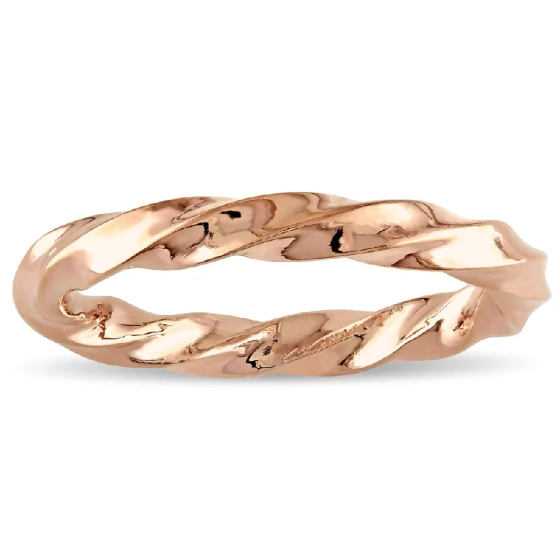 Women’s three-stone engagement rings-Miadora 18k Rose Gold Twisted Wedding Band - Pink