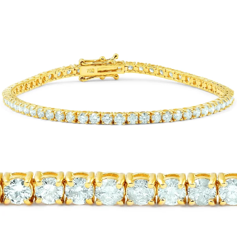 Women’s cubic zirconia bracelets-7Ct Diamond Tennis Bracelet Yellow Gold 7"