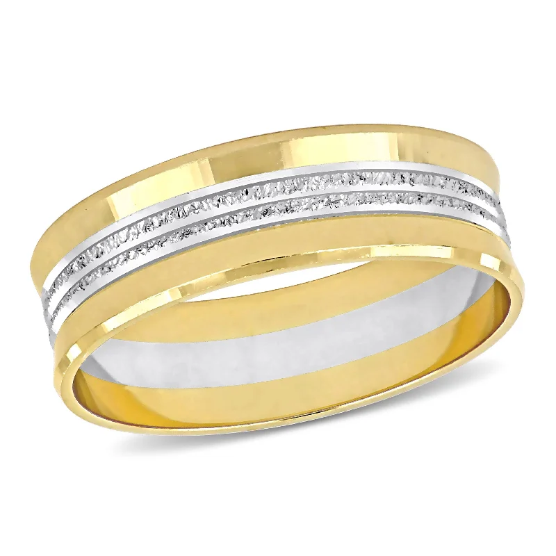 Women’s diamond engagement rings-Miadora 6mm Ladies Wedding Band in Two-Tone 10k Yellow and White Gold