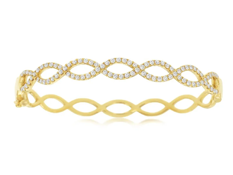 Women’s vintage bracelets-1.10 CT Natural Diamond Twist Bangle Bracelet Yellow Gold