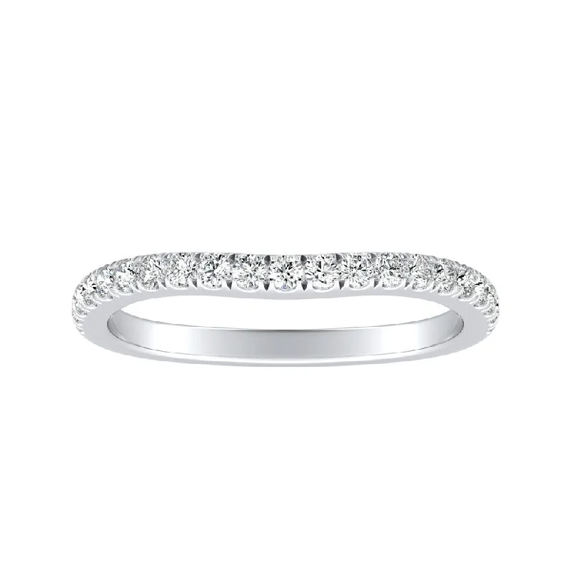 Women’s white gold halo engagement rings-Auriya Platinum 1/4ctw Contoured Diamond Wedding Band