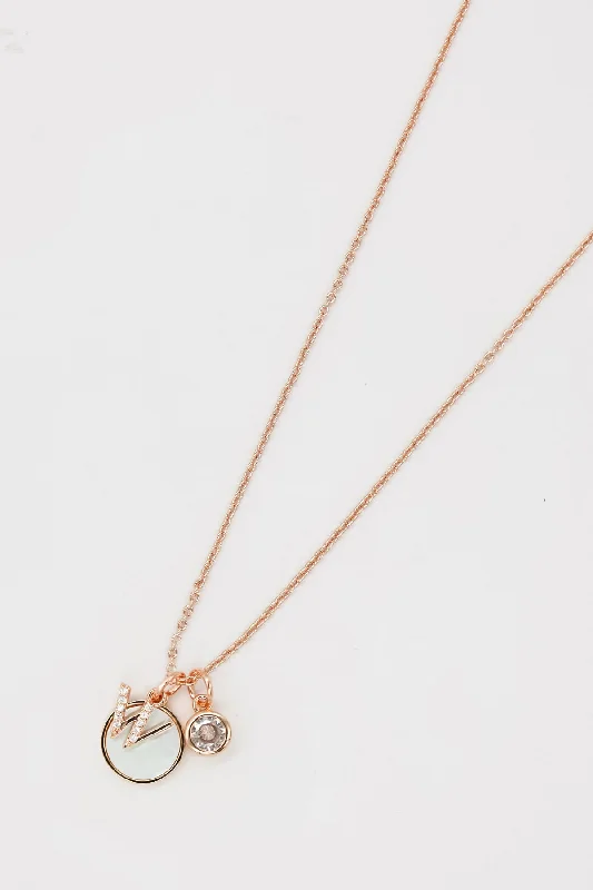 Women’s gold pendant necklaces-W Initial Necklace in Rose Gold