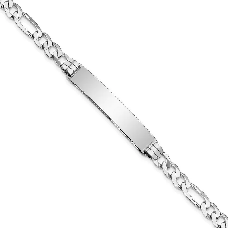 Women’s cuff bangles-Curata 7.5mm 14k White Gold Engravable Figaro Link ID Bracelet