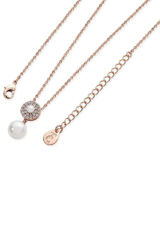 Women’s matching pendant necklaces-Pave Circle With Drop Pearl Pendant