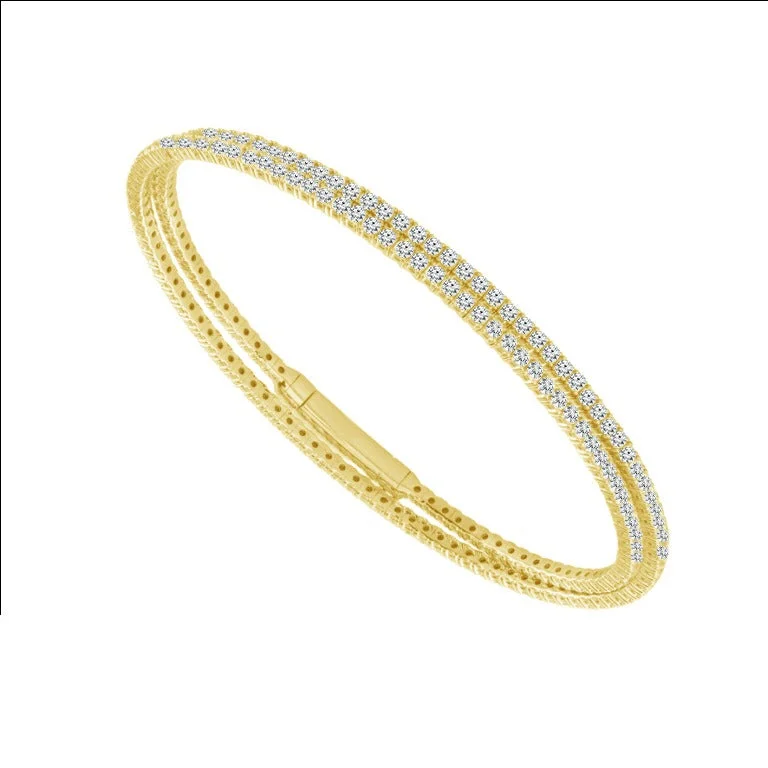 Women’s chunky bracelets-DOUBLE WRAP FLEXIBLE DIAMOND TENNIS BRACELET