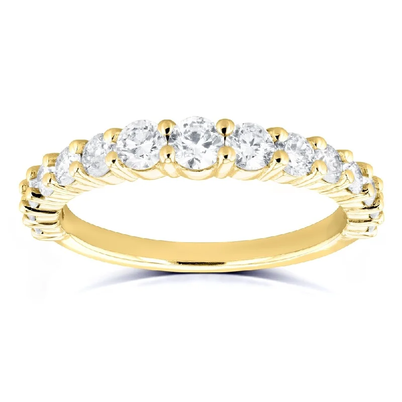 Women’s diamond halo engagement rings-Annello by Kobelli 14k Yellow Gold 3/4 Carat TDW Graduated Diamonds Wedding Band