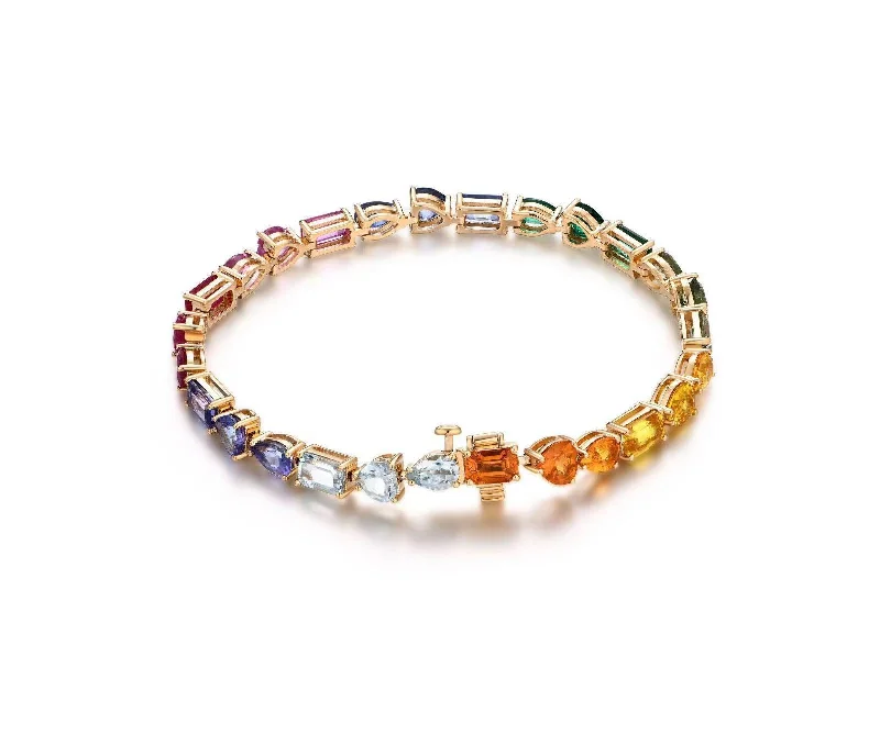 Women’s luxury bangle bracelets-Multi Shape Rainbow Sapphire Bracelet