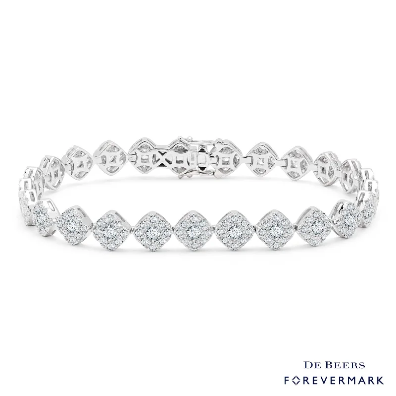 Women’s bohemian bangles-Forevermark Cushion Halo Diamond Bracelet in 18kt White Gold (2 7/8ct tw)