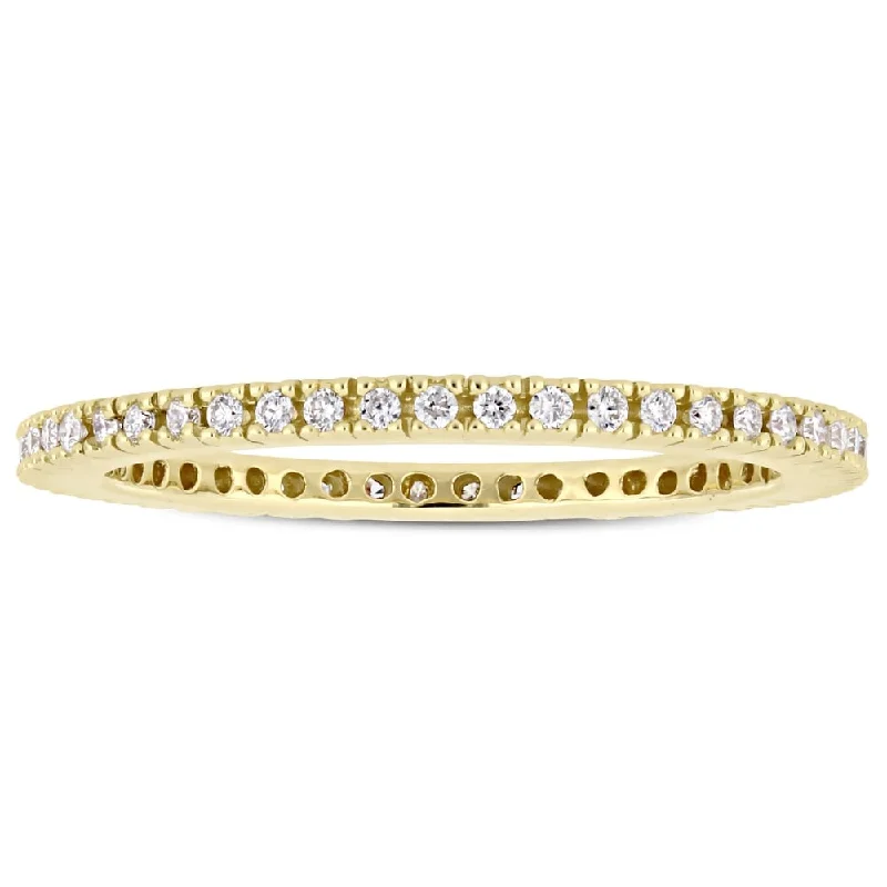 Women’s bespoke engagement rings-Miadora 14k Yellow Gold 1/3ct TDW Diamond Full Eternity Wedding Band