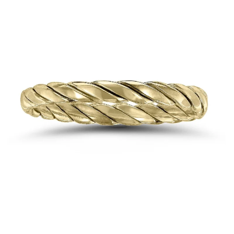 Women’s eternity band engagement rings-1.7MM Braided Rope Twist Wedding Band in 14K Yellow Gold