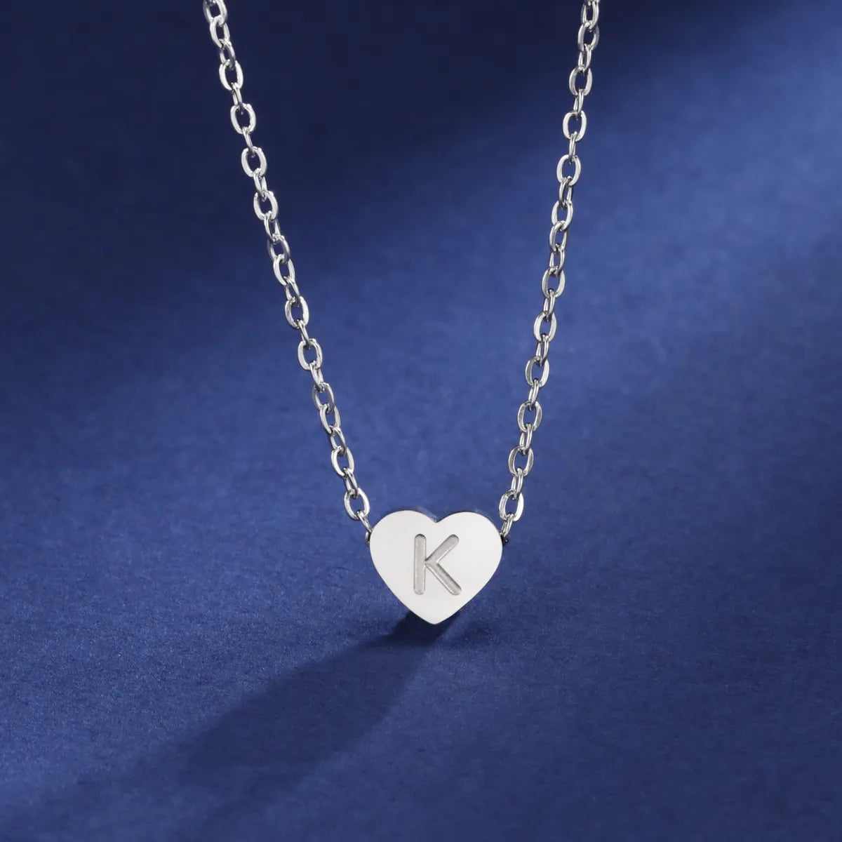 Women’s engraved necklaces-Stainless Steel Titanium Steel Simple Style Letter Heart Shape Plating Pendant Necklace