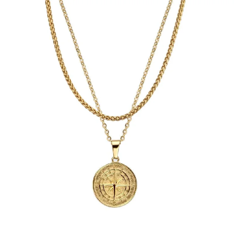 Women’s custom pendant necklaces-Compass X Chain