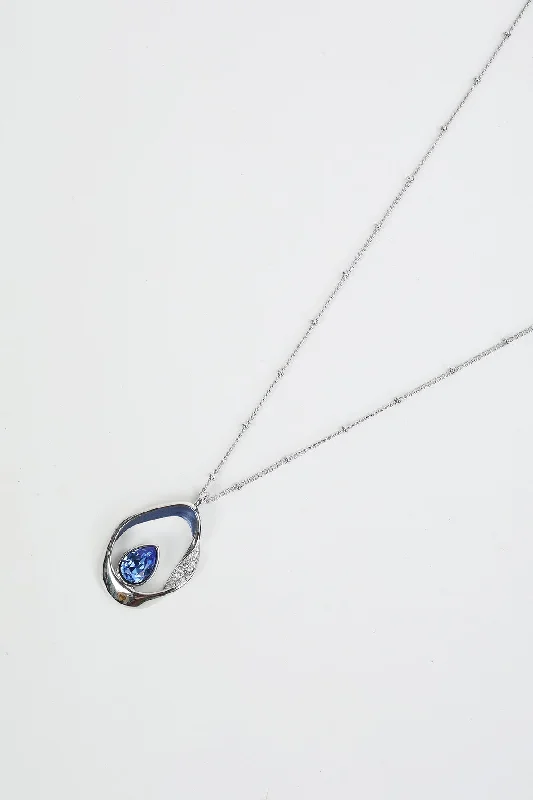 Women’s engraved pendant necklaces-Blue Stone Circle Silver Pendant Necklace