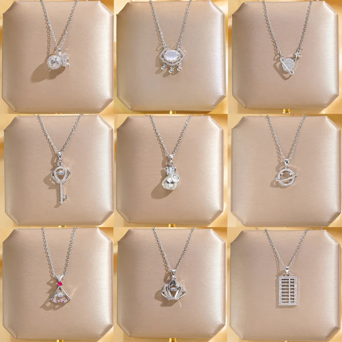 Women’s layered charm necklaces-Wholesale Elegant Glam Solid Color Titanium Steel Copper Plating Inlay Silver Plated Zircon Pendant Necklace