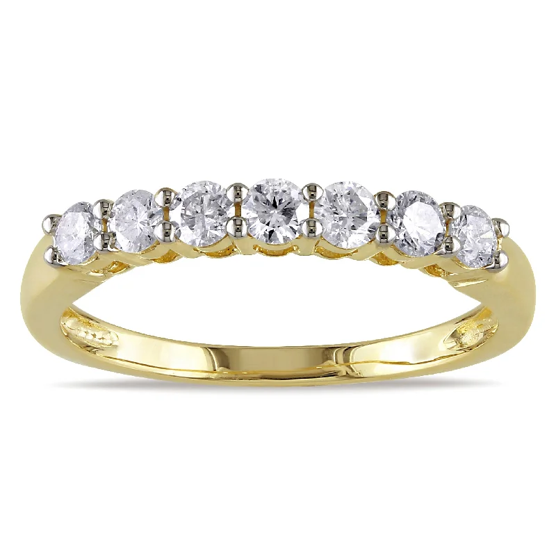 Women’s stackable engagement rings-Miadora 10k Yellow Gold 1/2ct TDW Diamond Anniversary-style Stackable Wedding Band Ring (G-H,I2-I3)