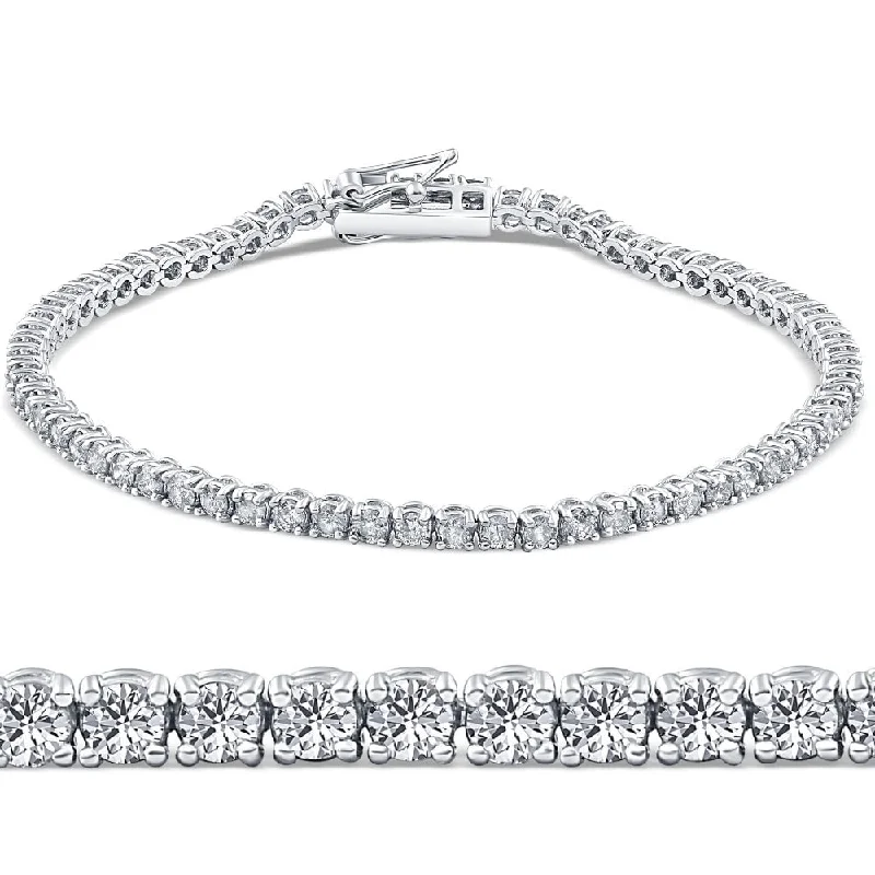 Women’s luxury bangle bracelets-2 1/2ct VS Diamond Tennis Bracelet White Gold 7" Double Lock Clasp