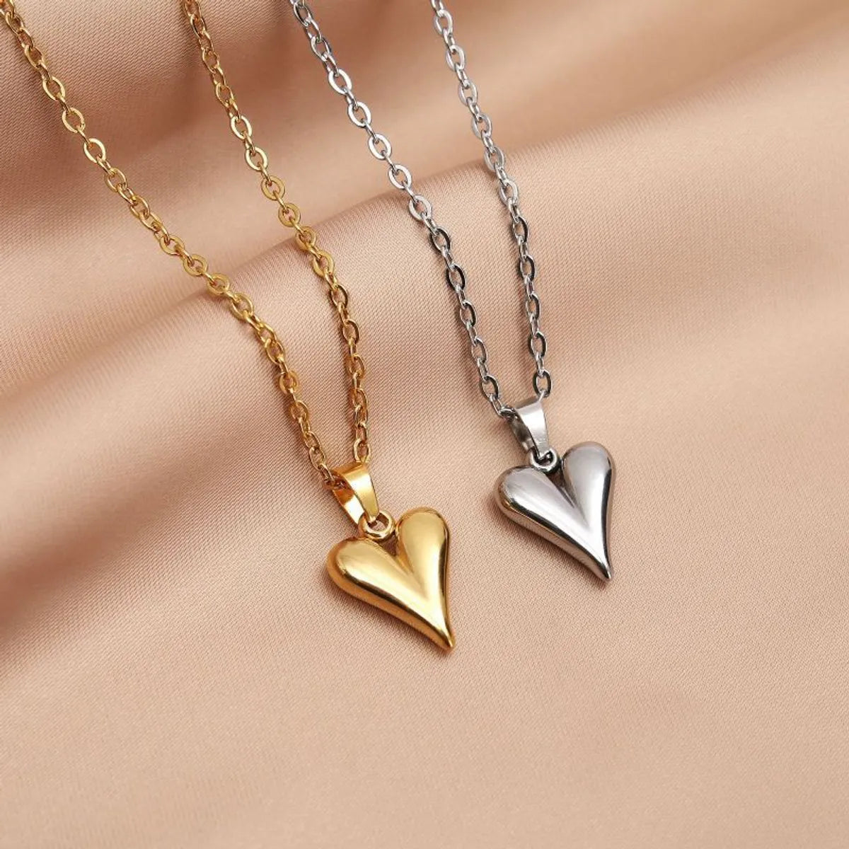 Women’s silver necklaces-Ig Style Commute Heart Shape Stainless Steel Polishing Plating 18k Gold Plated Pendant Necklace