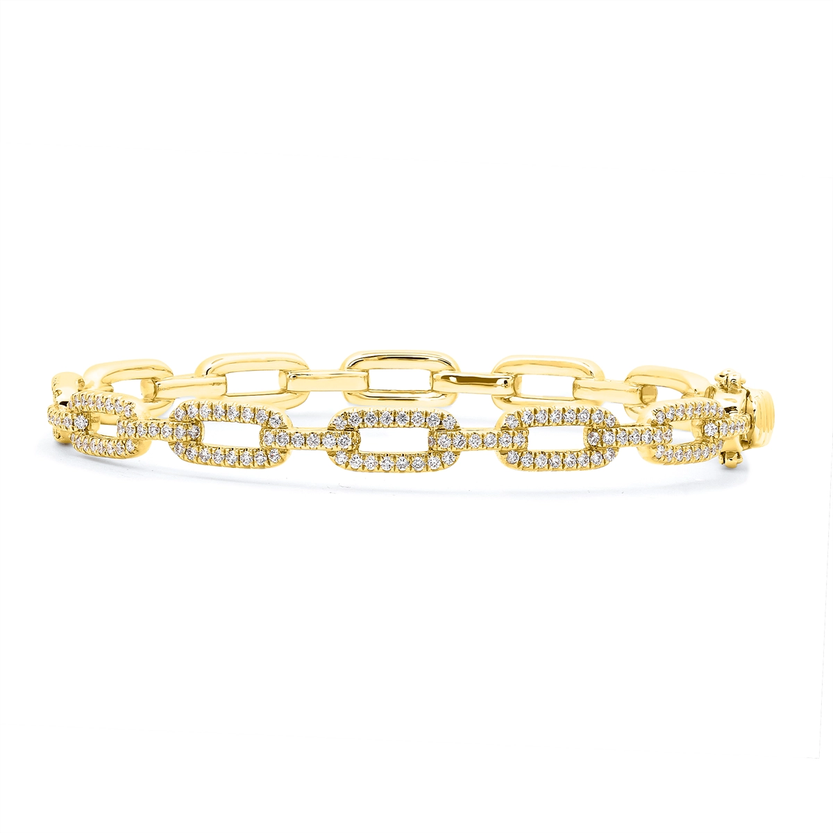 Women’s cubic zirconia bracelets-14K Yellow Gold Diamond Link Bangle Bracelet