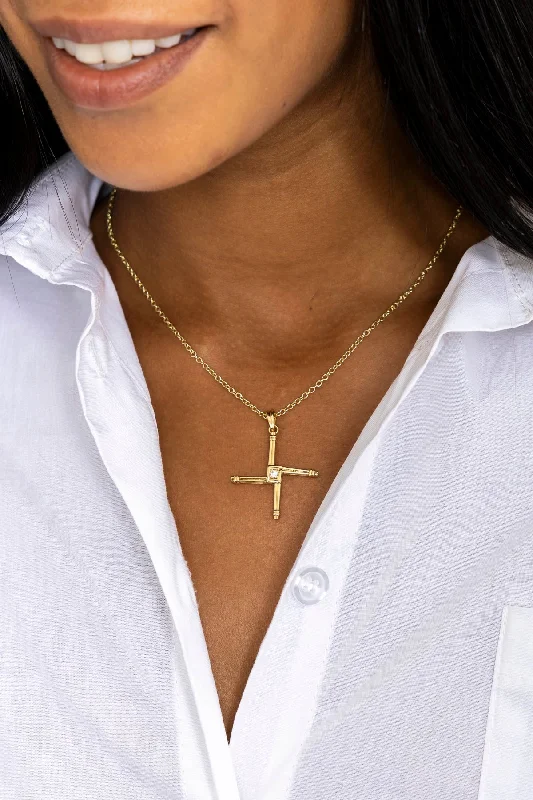 Women’s double-strand necklaces-St. Brigids Cross in Gold