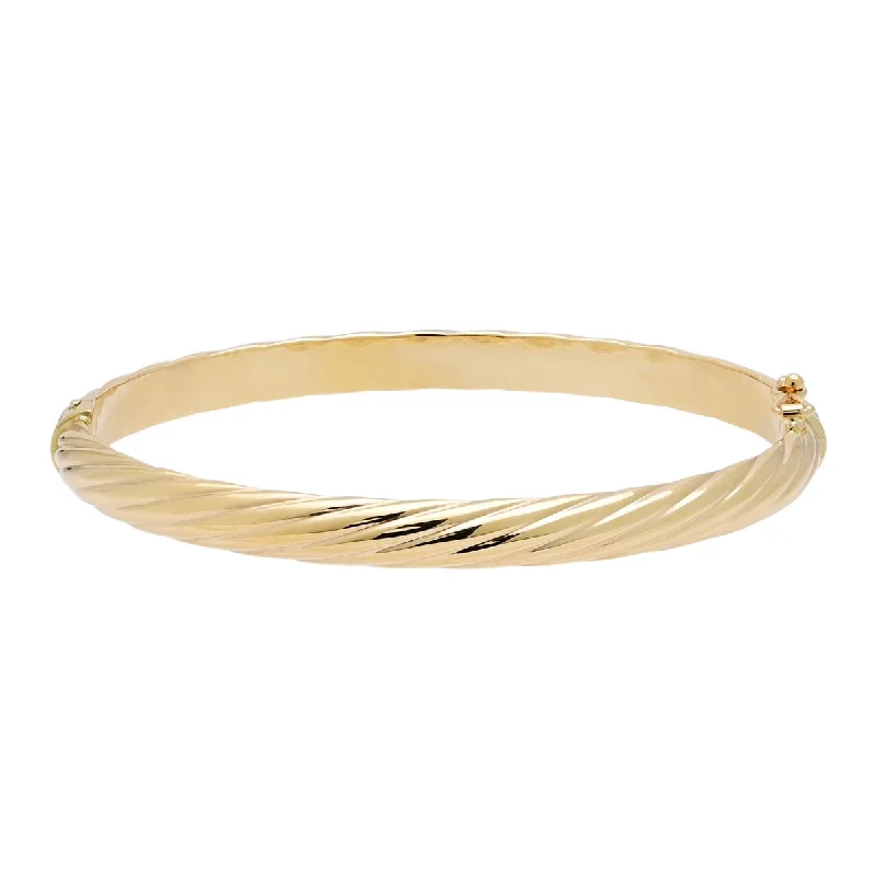 Women’s matching bracelets and rings-Textured Bangle Bracelet in 14kt Yellow Gold