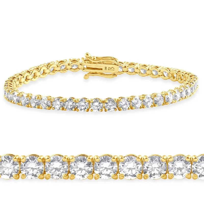 Women’s sparkly bracelets-9 Ct Lab Grown Diamond Tennis Bracelet Yellow Gold 7" Lab Grown