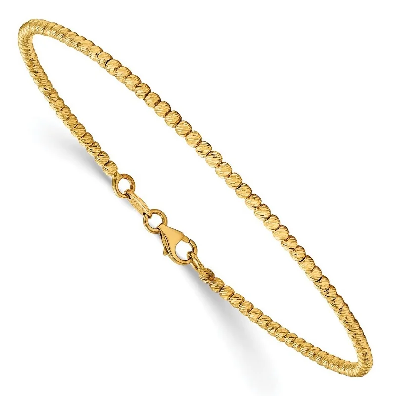 Women’s bangles-Curata 2.5mm 14k Yellow Gold Polished Sparkle Cut Beaded Bracelet